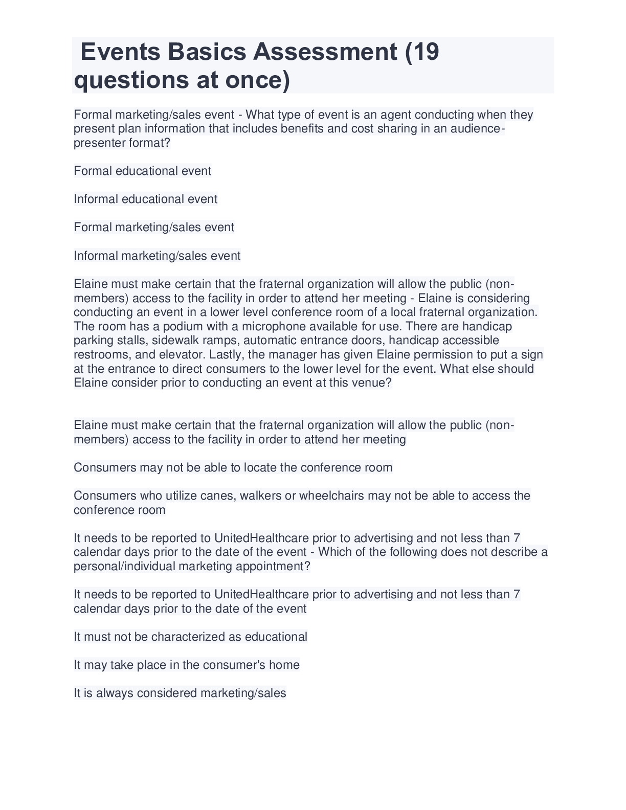 Preview image for 2023 Events Basics Assessment (19 questions at once)